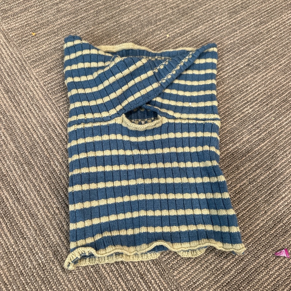 Striped Blue and Cream Knit Top